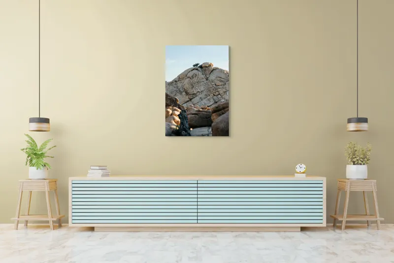 Tablou Canvas, "Copac solitar pe stâncă uriașă", Pietre, Stânci, Arbori, Cer, Texturi, 70 x 100 cm – poza 5