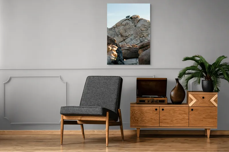 Tablou Canvas, "Copac solitar pe stâncă uriașă", Pietre, Stânci, Arbori, Cer, Texturi, 70 x 100 cm – poza 6