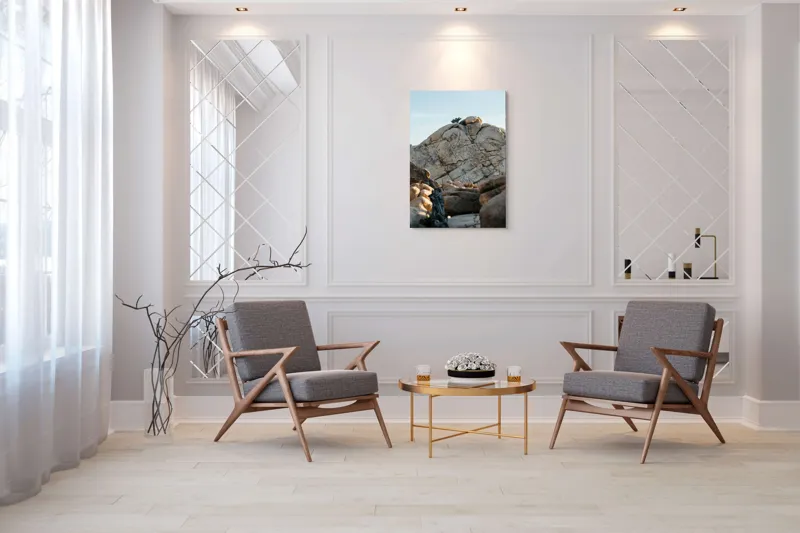 Tablou Canvas, "Copac solitar pe stâncă uriașă", Pietre, Stânci, Arbori, Cer, Texturi, 70 x 100 cm – poza 8