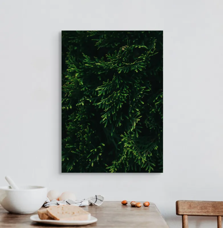 Tablou Canvas, "Frunziș verde în lumina dimineții", Verde, Frunziș, Densitate, Natural, Textură, Întunecat, Vegetație, 50 x 70 cm – poza 3