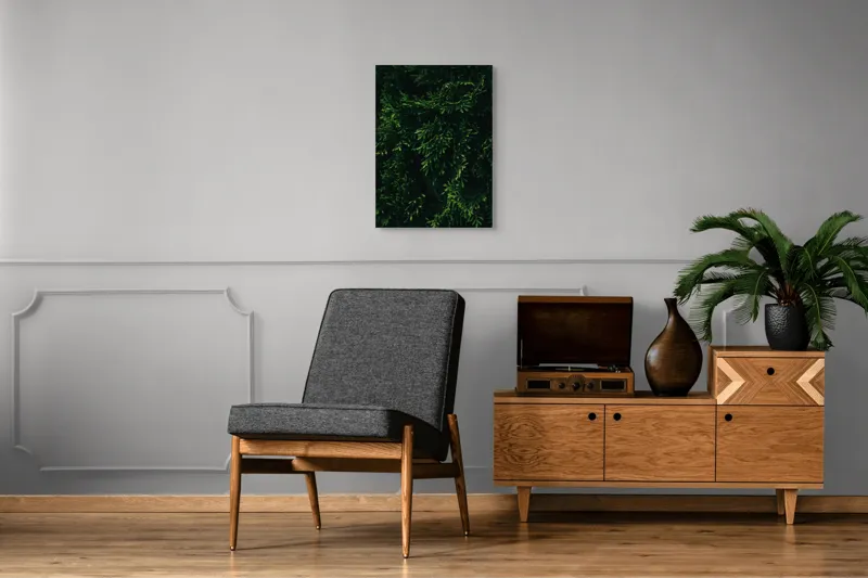 Tablou Canvas, "Frunziș verde în lumina dimineții", Verde, Frunziș, Densitate, Natural, Textură, Întunecat, Vegetație, 50 x 70 cm – poza 8