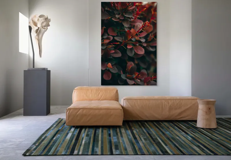 Tablou Canvas, "Culorile toamnei în frunziș dens", Frunze, Roșii, Întunecate, Textură, Natură, Contrast, Adâncime, Frumusețe, Verde, Vegetație, 100 x 150 cm – poza 7
