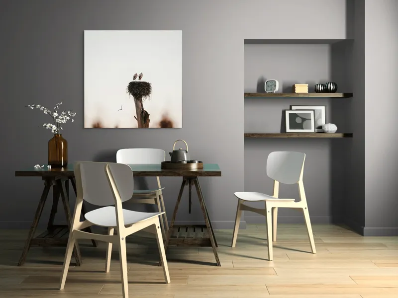 Tablou Canvas, "Întâlnire pe cuibul înalt", Cer, Cuib, Barză, Pasăre, Zbor, Natură, Liniște, Lemn, Apus, Pene, 100 x 100 cm – poza 6
