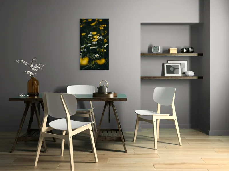 Tablou Canvas, "Lumina tandră a florilor galbene", Flori, Galbene, Albe, Petale, Natură, Verdeață, Delicatețe, Aproape, Îngrijire, Contrast, Luminozitate, 50 x 90 cm – poza 4