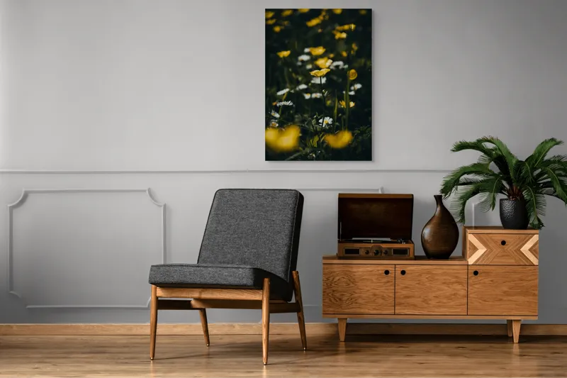 Tablou Canvas, "Lumina tandră a florilor galbene", Flori, Galbene, Albe, Petale, Natură, Verdeață, Delicatețe, Aproape, Îngrijire, Contrast, Luminozitate, 70 x 100 cm – poza 6