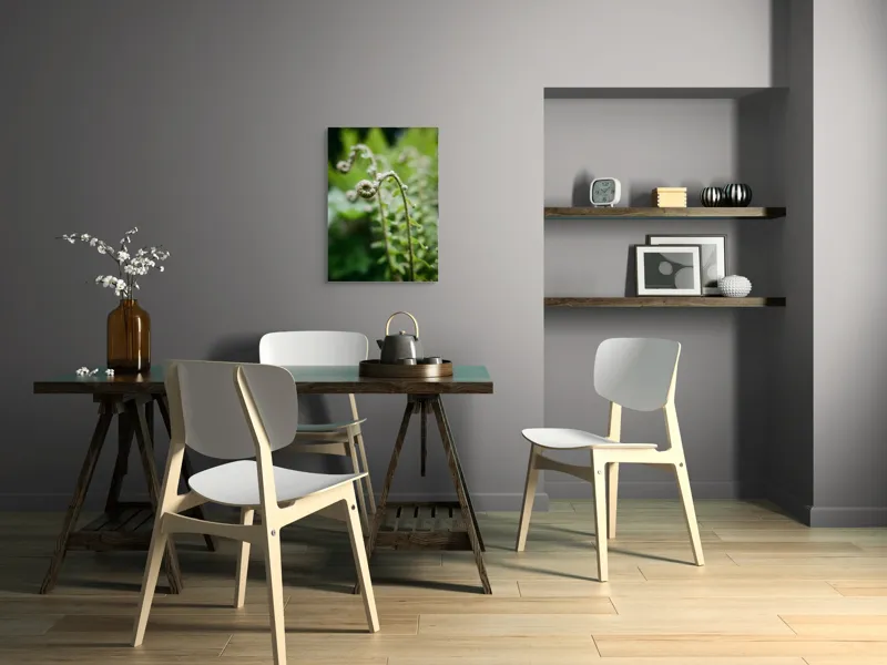 Tablou Canvas, "Frunziș spiral ascendent în pădure", Natură, Frunză, Verde, Spiralat, Detalii, Textură, Frunziș, Prospețime, 50 x 70 cm – poza 5