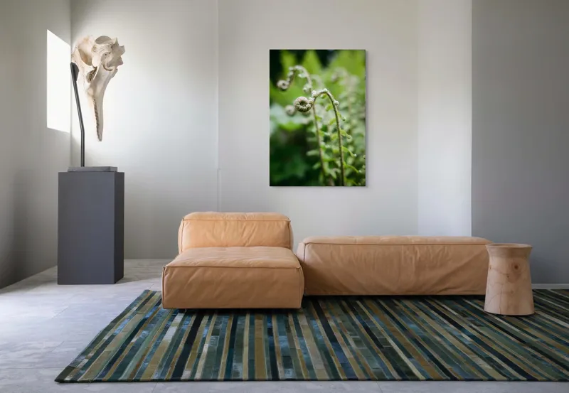 Tablou Canvas, "Frunziș spiral ascendent în pădure", Natură, Frunză, Verde, Spiralat, Detalii, Textură, Frunziș, Prospețime, 70 x 100 cm – poza 7