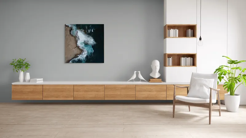 Tablou Canvas, "Valuri spumoase lovind stâncile aspre", Ocean, Valuri, Stânci, Spumă, Apă, Albastru, Coastă, Natură, 100 x 100 cm – poza 8