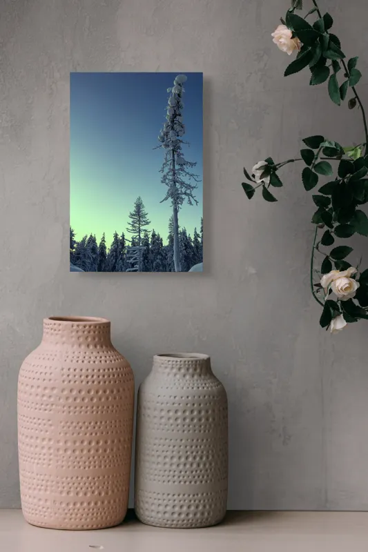 Tablou Canvas, "Tăcerea iernii în pădurea scandinavă", Frig, Zăpadă, Brazi, Iarnă, Cer, Liniște, Îngheț, Amurg, Natură, 26 x 39 cm – poza 6