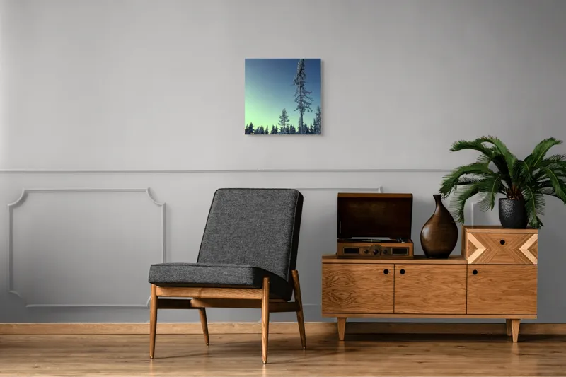 Tablou Canvas, "Tăcerea iernii în pădurea scandinavă", Frig, Zăpadă, Brazi, Iarnă, Cer, Liniște, Îngheț, Amurg, Natură, 50 x 50 cm – poza 6