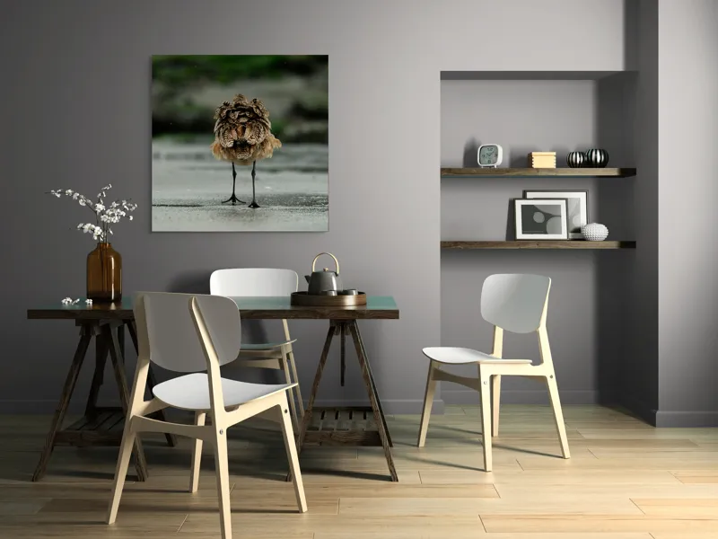 Tablou Canvas, "Pasărea solitară pe plajă umedă", 100 x 100 cm – poza 6