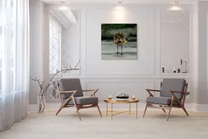 Tablou Canvas, "Pasărea solitară pe plajă umedă", 100 x 100 cm – poza 7