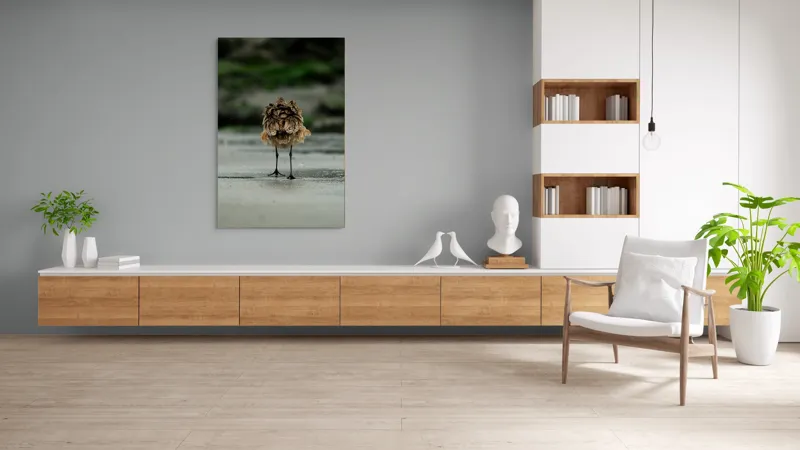 Tablou Canvas, "Pasărea solitară pe plajă umedă", 100 x 150 cm – poza 8