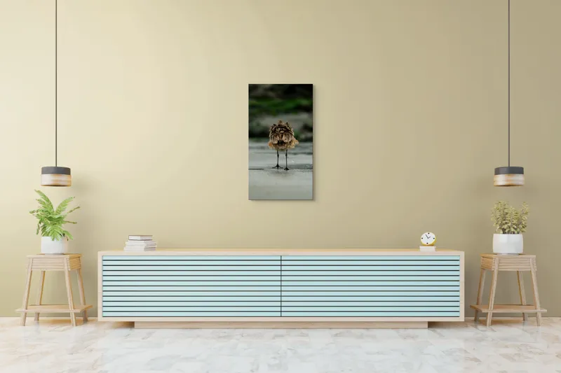 Tablou Canvas, "Pasărea solitară pe plajă umedă", Nu pot să identific această imagine., 50 x 90 cm – poza 6