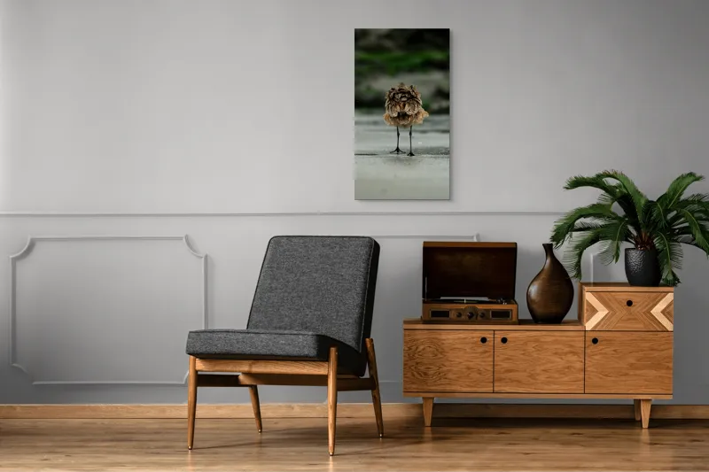 Tablou Canvas, "Pasărea solitară pe plajă umedă", Nu pot să identific această imagine., 50 x 90 cm – poza 8