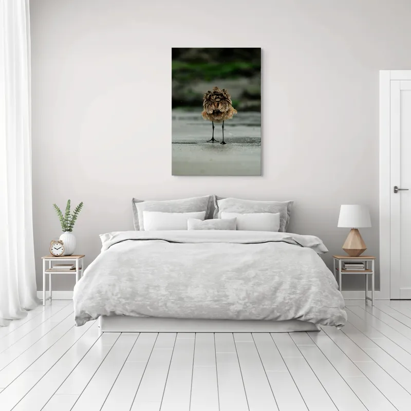 Tablou Canvas, "Pasărea solitară pe plajă umedă", Nu pot să identific această imagine., 70 x 100 cm – poza 3