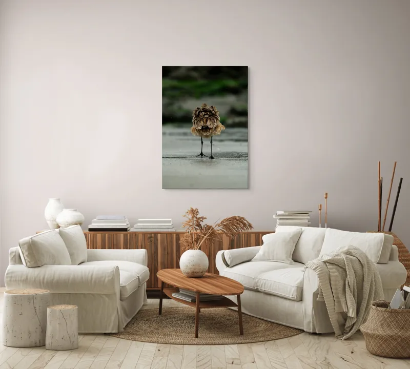Tablou Canvas, "Pasărea solitară pe plajă umedă", Nu pot să identific această imagine., 70 x 100 cm – poza 4