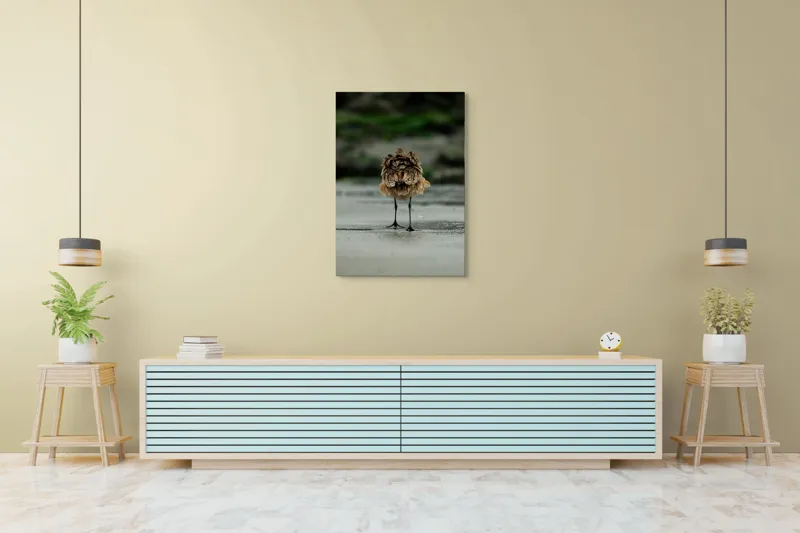 Tablou Canvas, "Pasărea solitară pe plajă umedă", Nu pot să identific această imagine., 70 x 100 cm – poza 5