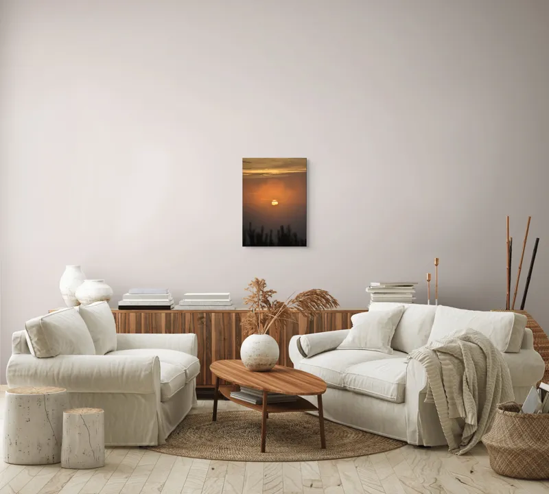 Tablou Canvas, "Soarele la apus printre nori negri", Apus, Cer, Nor, Siluetă, Lumină, Orizont, Natură, Calm, Paznic, Vedere, 39 x 54 cm – poza 5