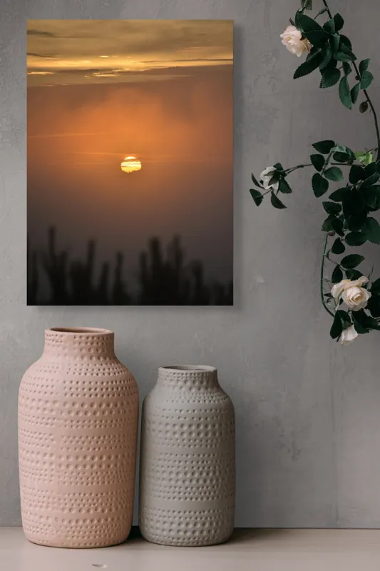 Tablou Canvas, "Soarele la apus printre nori negri", Apus, Cer, Nor, Siluetă, Lumină, Orizont, Natură, Calm, Paznic, Vedere, 39 x 54 cm – poza 6