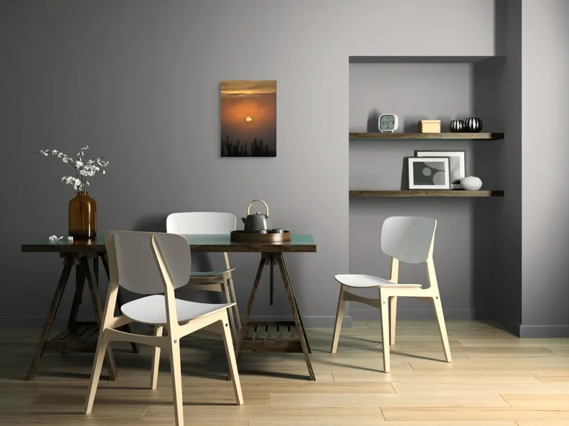 Tablou Canvas, "Soarele la apus printre nori negri", Apus, Cer, Nor, Siluetă, Lumină, Orizont, Natură, Calm, Paznic, Vedere, 39 x 54 cm – poza 7