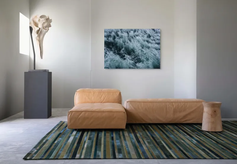 Tablou Canvas, "Valurile mării înspumate și tumultuoase", Valuri, Spumă, Agitație, Ocean, Albastrețe, Profunzime, Energie, Natură, 100 x 70 cm – poza 7