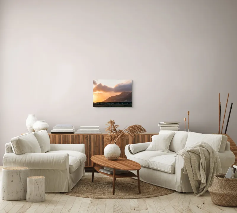 Tablou Canvas, "Liniștea Apusului Montan Rozaliu", Apus, Munte, Nor, Lumina, Peisaj, Cer, Dramatic, 54 x 39 cm – poza 5