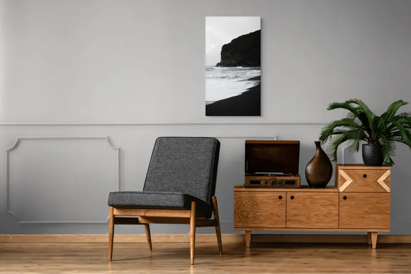 Tablou Canvas, "Valuri la țărmul stâncos al mării", Mare, Valuri, Plajă, Stânci, Cer, Noros, Natură, Peisaj, Apă, Coastă, 50 x 90 cm – poza 8