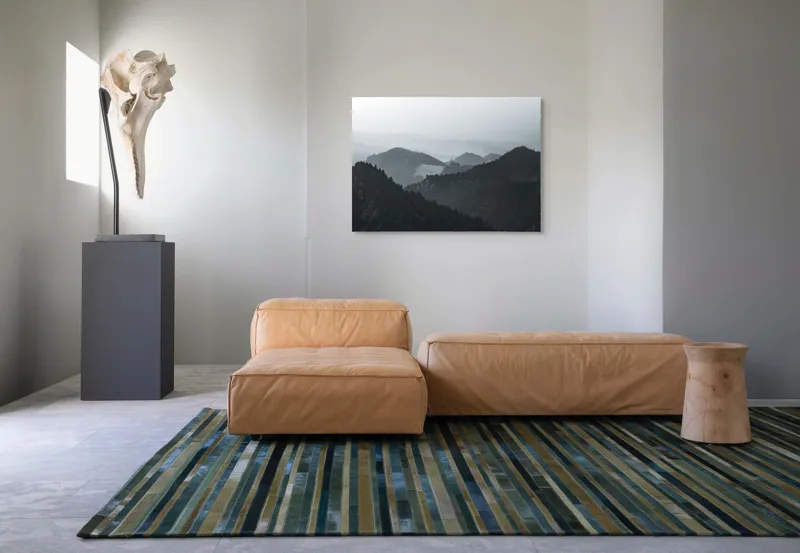 Tablou Canvas, "Peisaj muntos în ceață matinală", Ceață, Munți, Păduri, Siluete, Natură, Calm, Serene, Înălțimi, 100 x 70 cm – poza 7