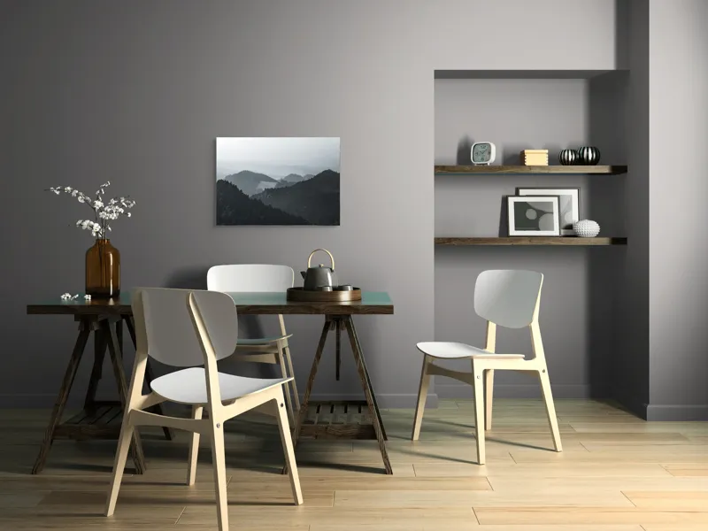 Tablou Canvas, "Peisaj muntos în ceață matinală", Ceață, Munți, Păduri, Siluete, Natură, Calm, Serene, Înălțimi, 70 x 50 cm – poza 5