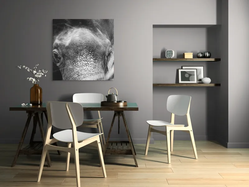 Tablou Canvas, "Privirea unui elefant contemplativ", Elefant, Ochi, Textură, Piele, Alb-Negru, Privire, Detalii, Captivant, Profund, Impresionant, 100 x 100 cm – poza 6