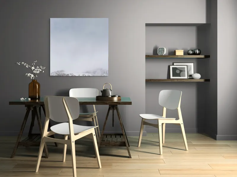 Tablou Canvas, "Munți ascunși sub cer înnorat", Nor, Zăpadă, Stâncă, Ceață, Cer, Rece, Peisaj, Alpin, 100 x 100 cm – poza 6