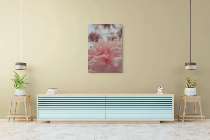 Tablou Canvas, "Bujorul visurilor roz delicate", Floare, Delicatețe, Pastel, Petale, Blândețe, Natură, Seninătate, Frumusețe., 70 x 100 cm – poza 5