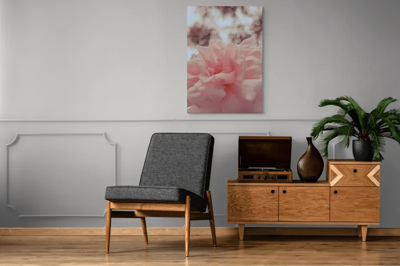 Tablou Canvas, "Bujorul visurilor roz delicate", Floare, Delicatețe, Pastel, Petale, Blândețe, Natură, Seninătate, Frumusețe., 70 x 100 cm – poza 6