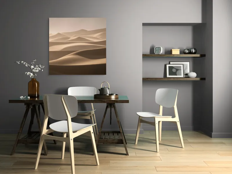 Tablou Canvas, "Valurile nesfârșite ale deșertului aurit", Ondulații, Dune, Nisip, Lumină, Umbre, Serenitate, Pustiu, Natură, 100 x 100 cm – poza 6