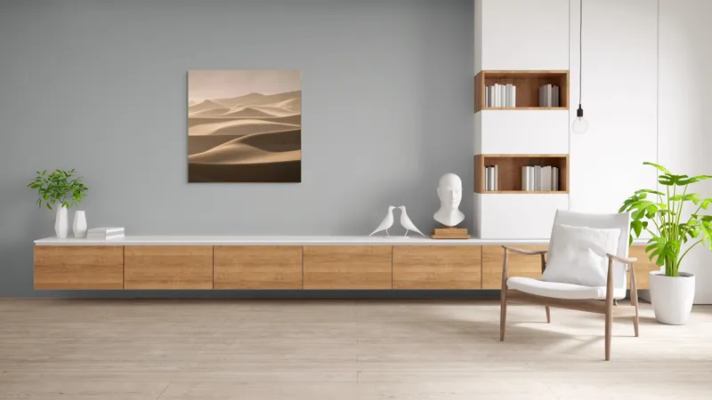 Tablou Canvas, "Valurile nesfârșite ale deșertului aurit", Ondulații, Dune, Nisip, Lumină, Umbre, Serenitate, Pustiu, Natură, 100 x 100 cm – poza 8