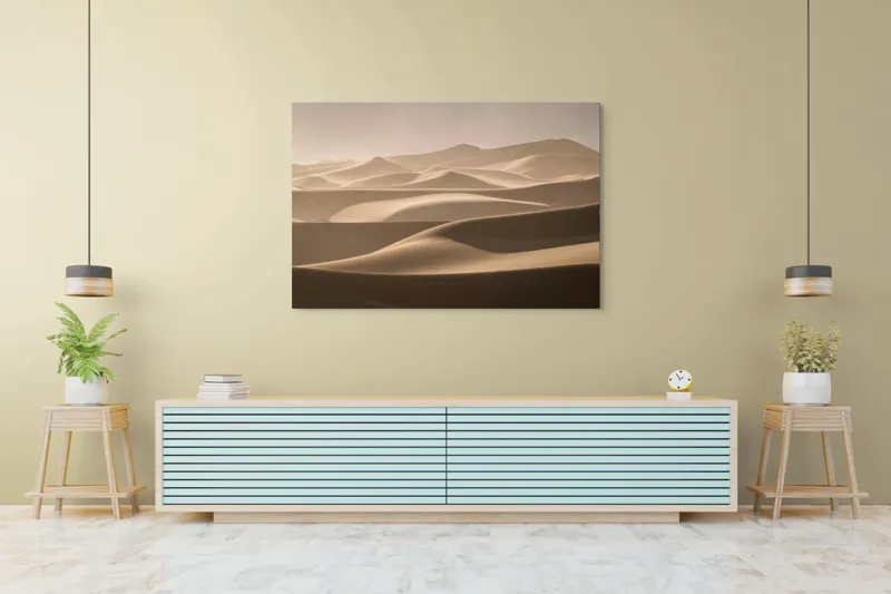 Tablou Canvas, "Valurile nesfârșite ale deșertului aurit", Ondulații, Dune, Nisip, Lumină, Umbre, Serenitate, Pustiu, Natură, 150 x 100 cm – poza 6