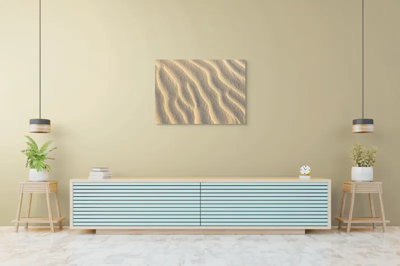 Tablou Canvas, "Urmele vântului pe nisipul fierbinte", Dune, Ondulare, Textură, Liniar, Fin, Natură, Sable, Valuri, Desert, Model, 100 x 70 cm – poza 4