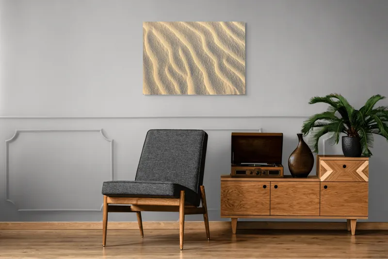 Tablou Canvas, "Urmele vântului pe nisipul fierbinte", Dune, Ondulare, Textură, Liniar, Fin, Natură, Sable, Valuri, Desert, Model, 100 x 70 cm – poza 8