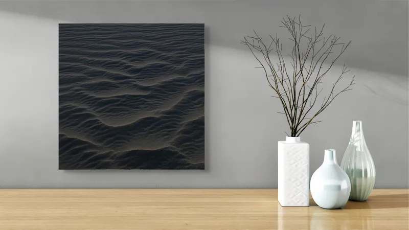 Tablou Canvas, "Dune ondulate în lumina amurgului", Dune, Valuri, Texturi, Umbre, Calm, Mister, Soare, Seară, 50 x 50 cm – poza 3