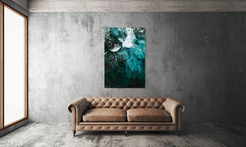 Tablou Canvas, "Frumusețea tumultoasă a oceanului turcoaz", Valuri, Spumă, Ocean, Albastru, Energie, Natură, Frumusețe, Mișcare, Adâncime, Liniște, 100 x 150 cm – poza 6