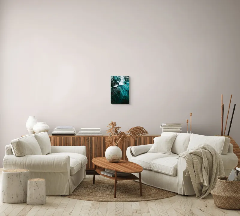 Tablou Canvas, "Frumusețea tumultoasă a oceanului turcoaz", Valuri, Spumă, Ocean, Albastru, Energie, Natură, Frumusețe, Mișcare, Adâncime, Liniște, 26 x 39 cm – poza 7