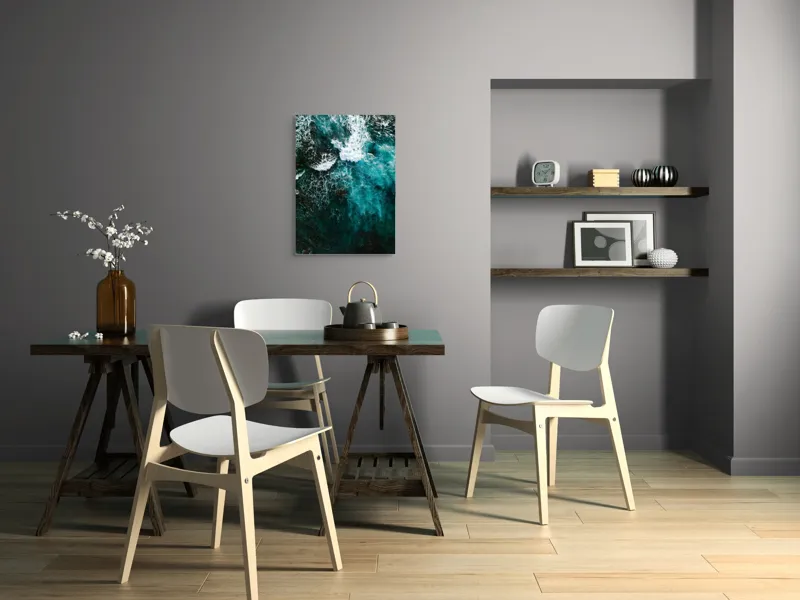 Tablou Canvas, "Frumusețea tumultoasă a oceanului turcoaz", Valuri, Spumă, Ocean, Albastru, Energie, Natură, Frumusețe, Mișcare, Adâncime, Liniște, 50 x 70 cm – poza 5