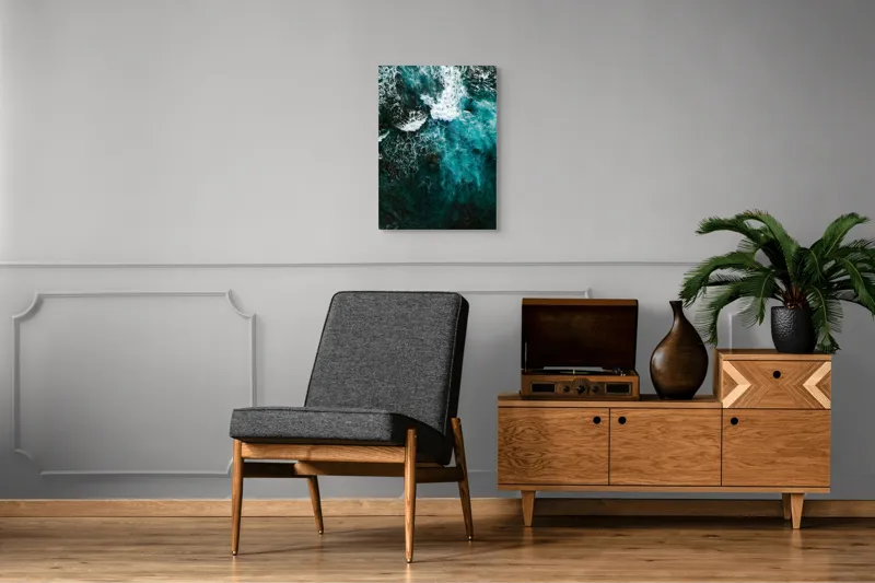 Tablou Canvas, "Frumusețea tumultoasă a oceanului turcoaz", Valuri, Spumă, Ocean, Albastru, Energie, Natură, Frumusețe, Mișcare, Adâncime, Liniște, 50 x 70 cm – poza 8
