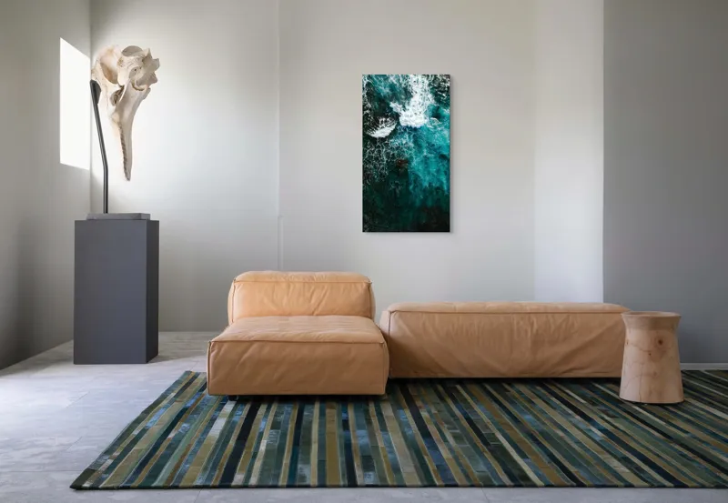 Tablou Canvas, "Frumusețea tumultoasă a oceanului turcoaz", Valuri, Spumă, Ocean, Albastru, Energie, Natură, Frumusețe, Mișcare, Adâncime, Liniște, 50 x 90 cm – poza 5