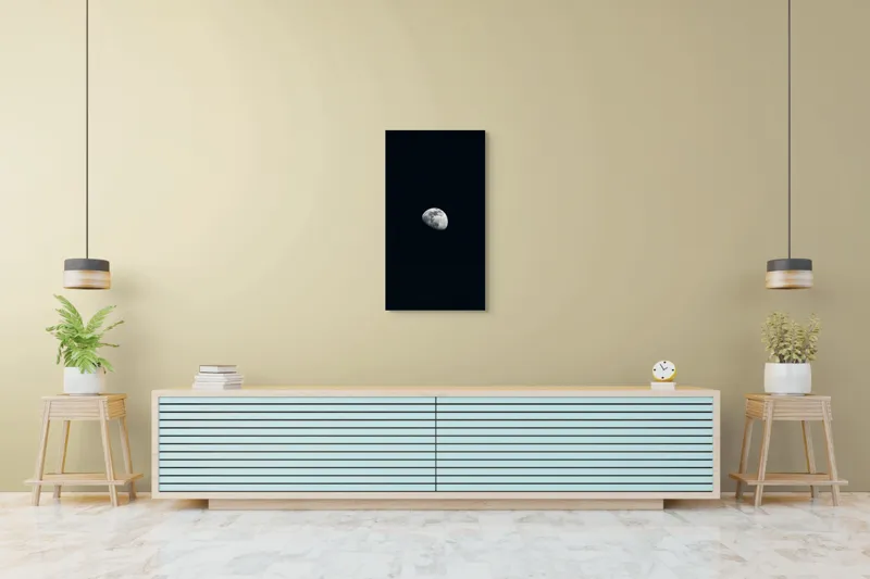Tablou Canvas, "Luna luminând cerul nocturn", Mister, Solitudine, Claritate, Lumină, Întuneric, Atracție, Eternitate, Liniște, Univers, Frumusețe, 50 x 90 cm – poza 6