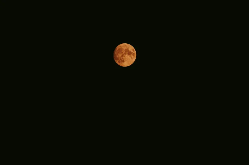Tablou Canvas, "Luna portocalie pe cerul întunecat", Lună, Portocalie, Întuneric, Cer, Noapte, 39 x 26 cm – poza 2