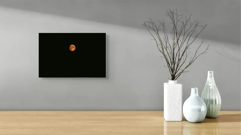 Tablou Canvas, "Luna portocalie pe cerul întunecat", Lună, Portocalie, Întuneric, Cer, Noapte, 39 x 26 cm – poza 8