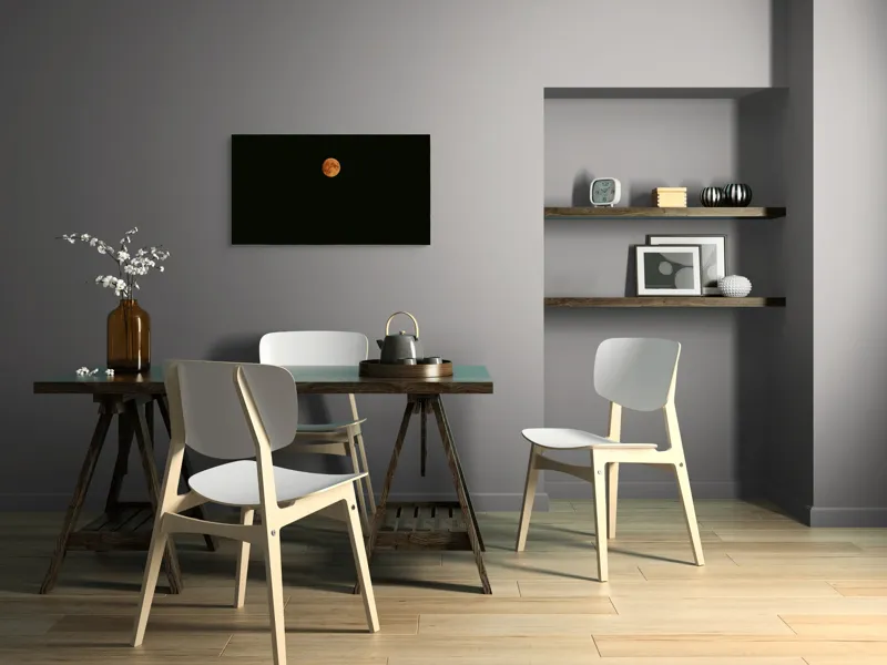 Tablou Canvas, "Luna portocalie pe cerul întunecat", Lună, Portocalie, Întuneric, Cer, Noapte, 90 x 50 cm – poza 3