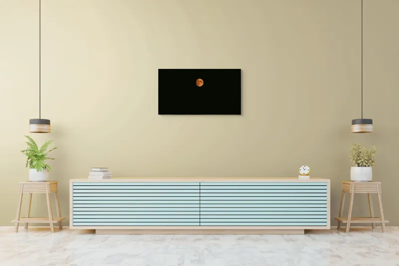 Tablou Canvas, "Luna portocalie pe cerul întunecat", Lună, Portocalie, Întuneric, Cer, Noapte, 90 x 50 cm – poza 5